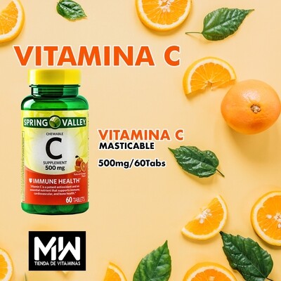 Vitamina C masticable 500 mg. 60 Tabletas / Vitamin C chewable
