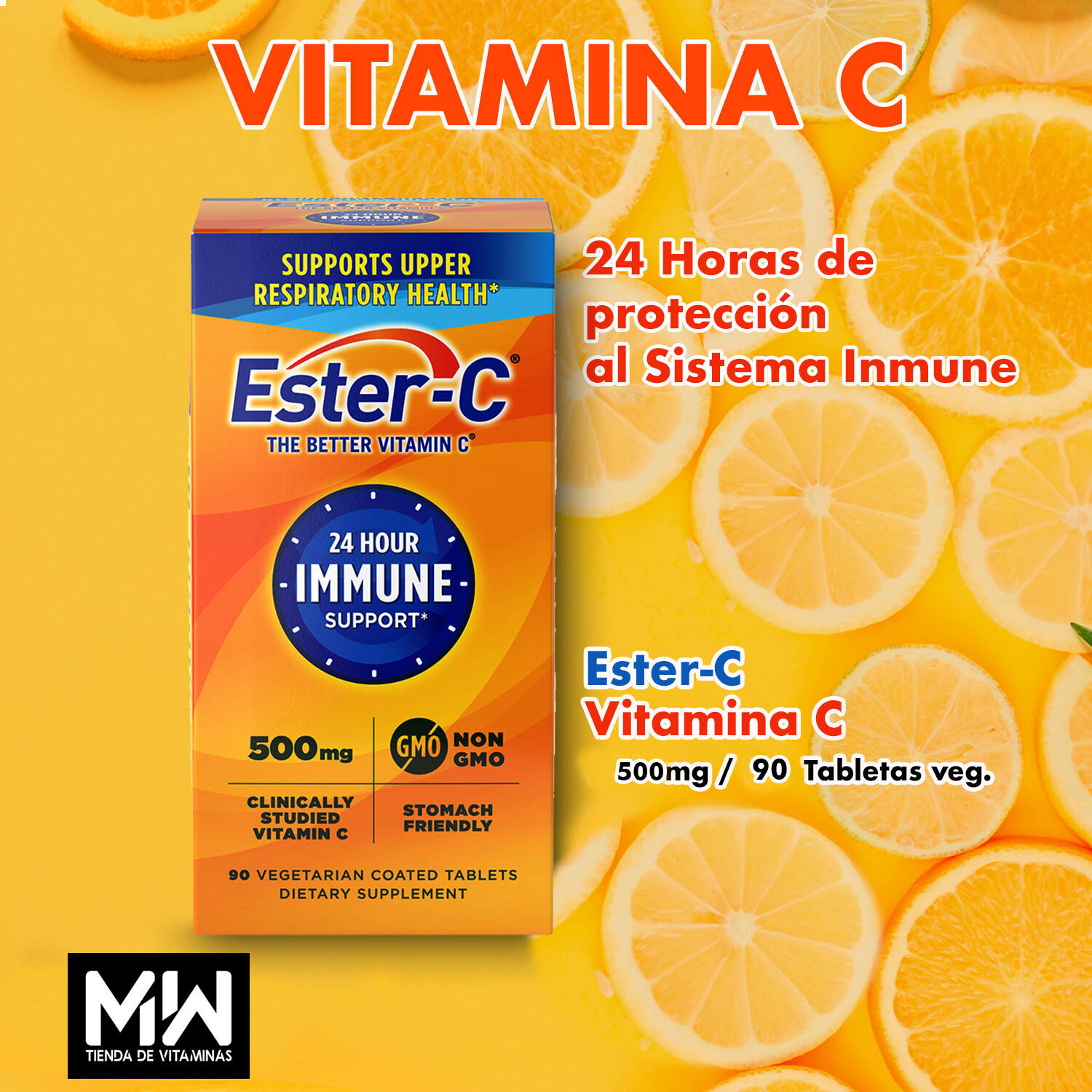 Ester C, Vitamina C 500mg 24hrs / Ester-C Vitamin C 500mg 90tabs veg