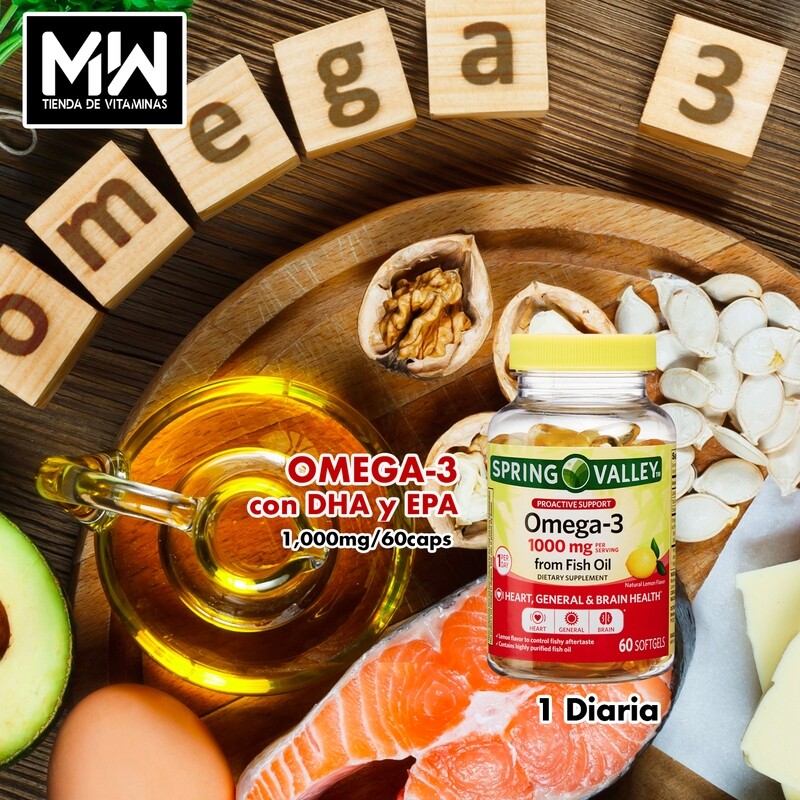 Omega-3 1,000 mg. 60 Caps. sabor limón con DHA y EPA