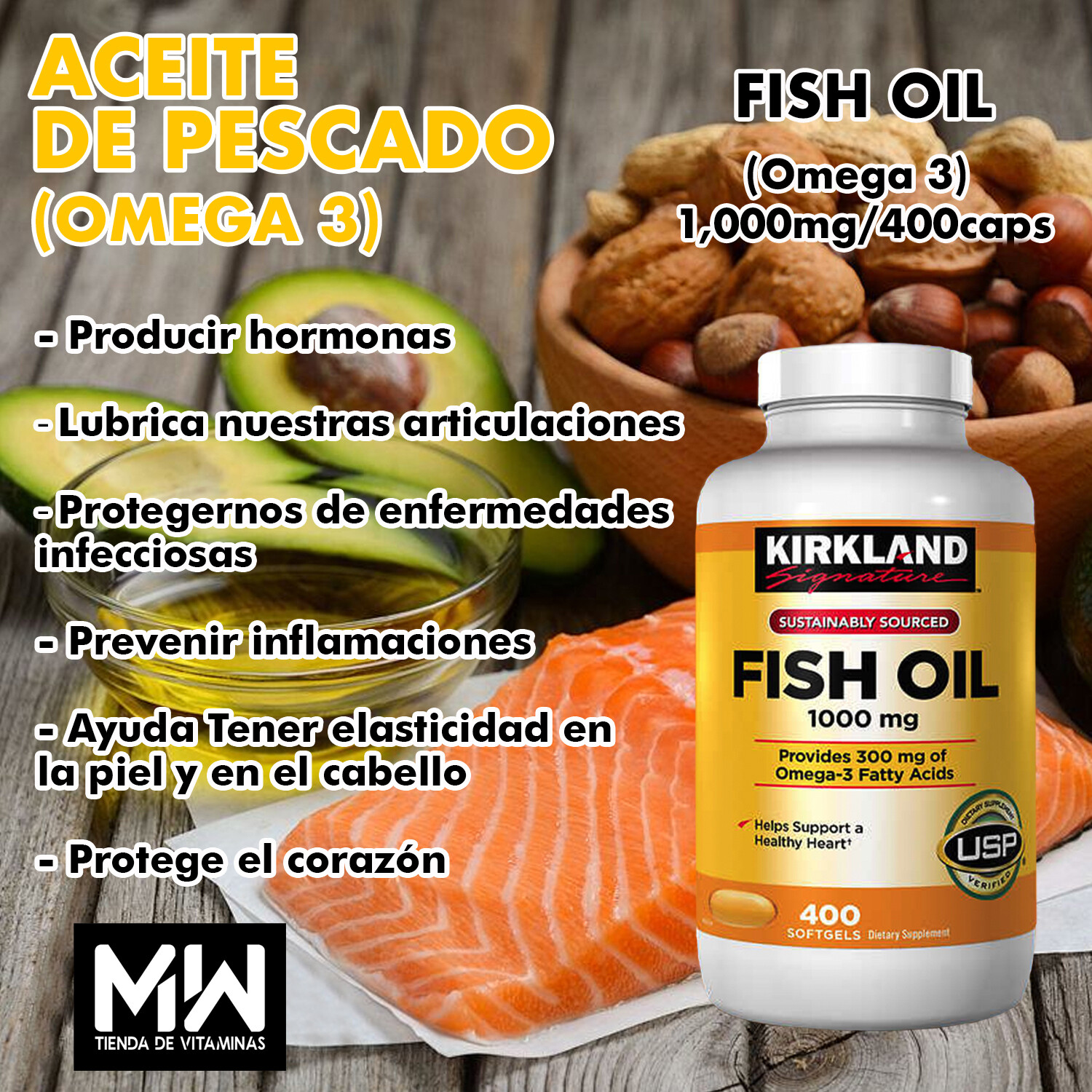 Aceite De Pescado / Fish Oil 1,000 mg. 400 Caps.