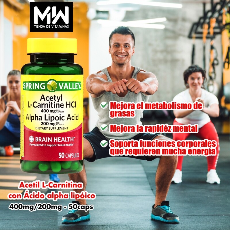 Acetil L-Carnintina HCI + Acido Alfa Lipóico, 50 Caps. / Acetyl L-Carnitine + Alpha Lipoic Acid