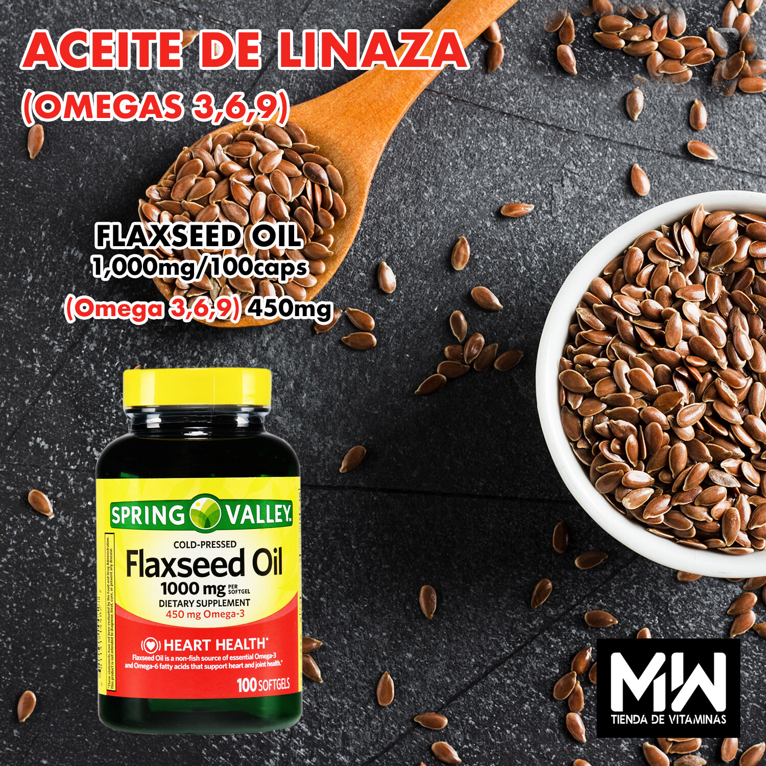 Aceite De Linaza / Flaxseed Oil 1,000 mg. 100 Caps.