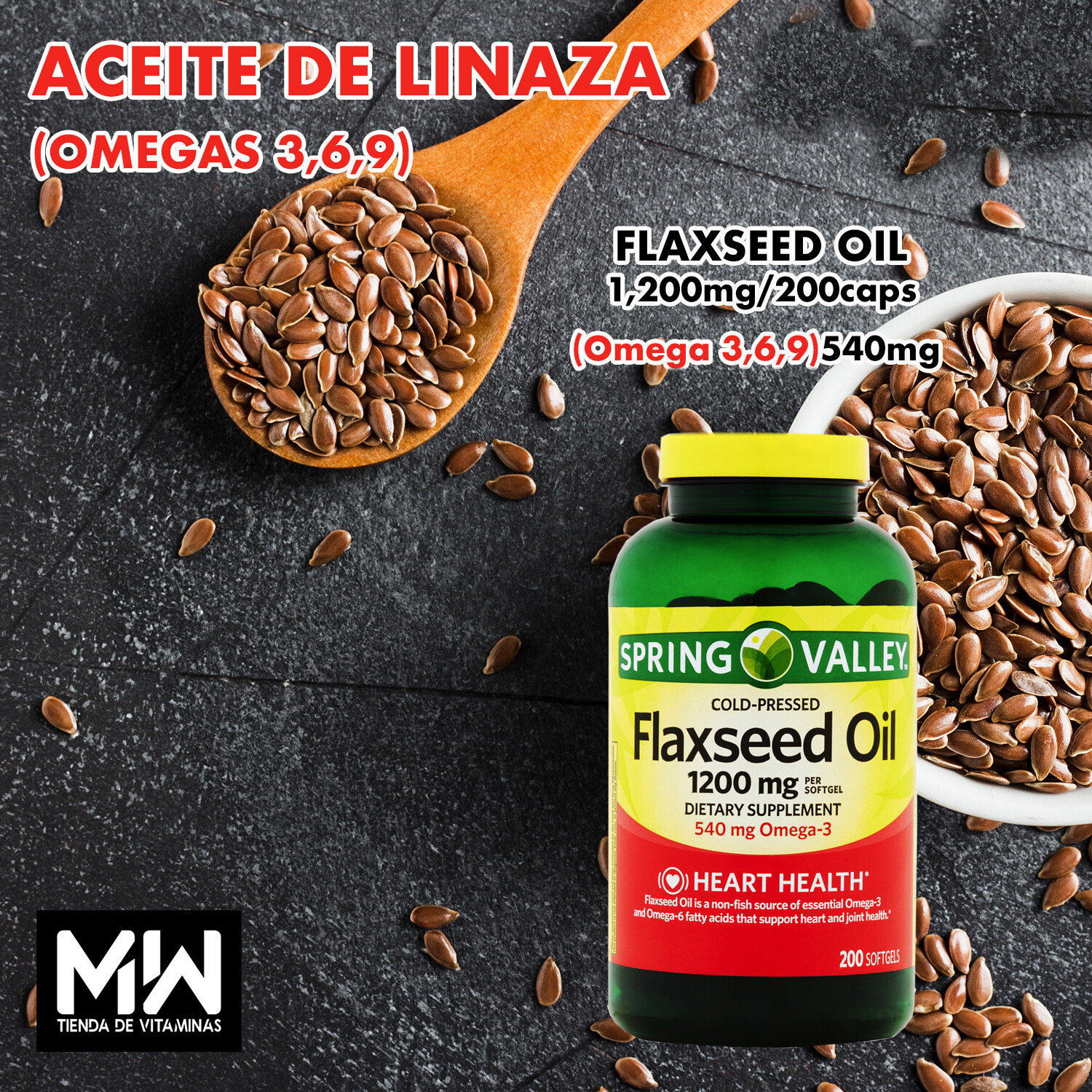 Aceite De Linaza / Flaxseed Oil 1,200 mg. 200 Caps.