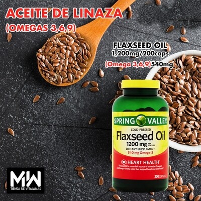 Aceite De Linaza / Flaxseed Oil 1,200 mg. 200 Caps.