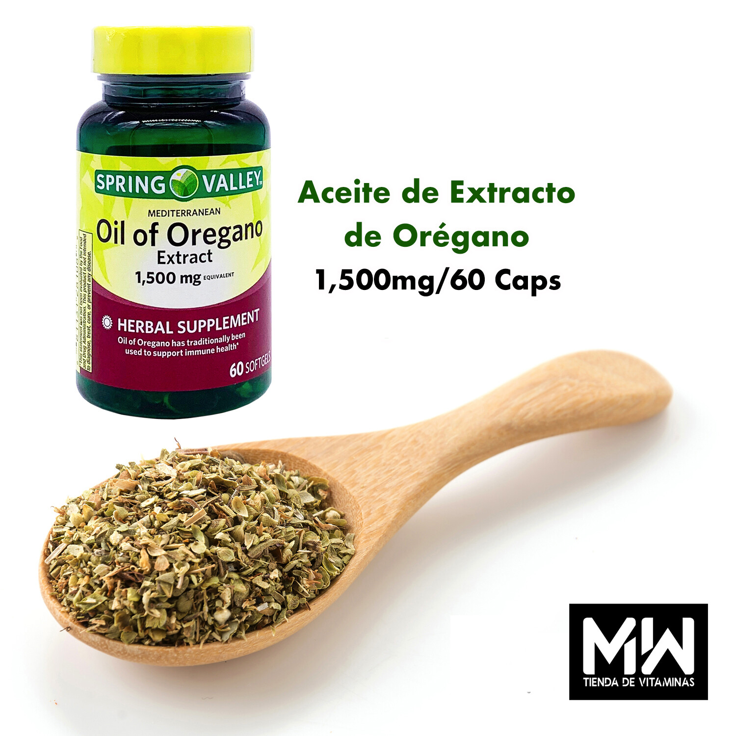 Aceite De Extracto De Orégano / Oil of Oregano 1,500 mg. 60 Caps.