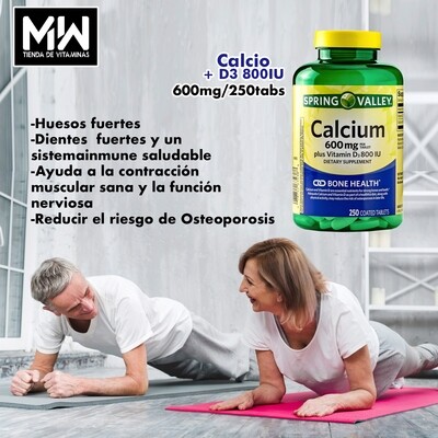 Calcio / Calcium 600 mg. + D3 800 IU 250 Tabs.