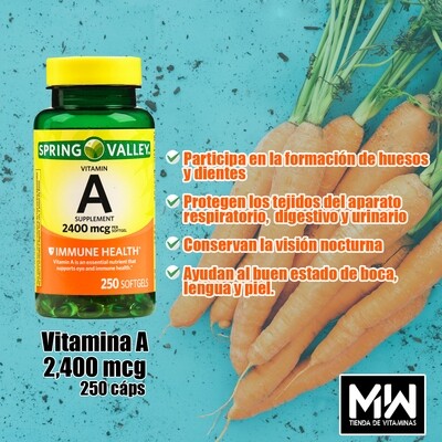 Vitamina A / Vitamin A 2,400 mcg. 250 Caps.