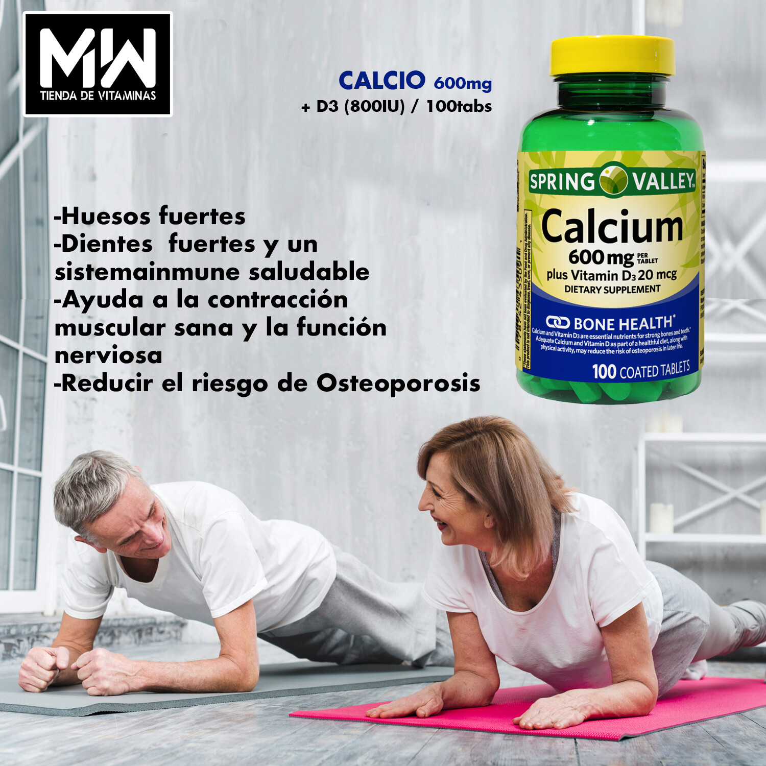 Calcio / Calcium 600 mg. + D3 800 IU 100 Tabs.