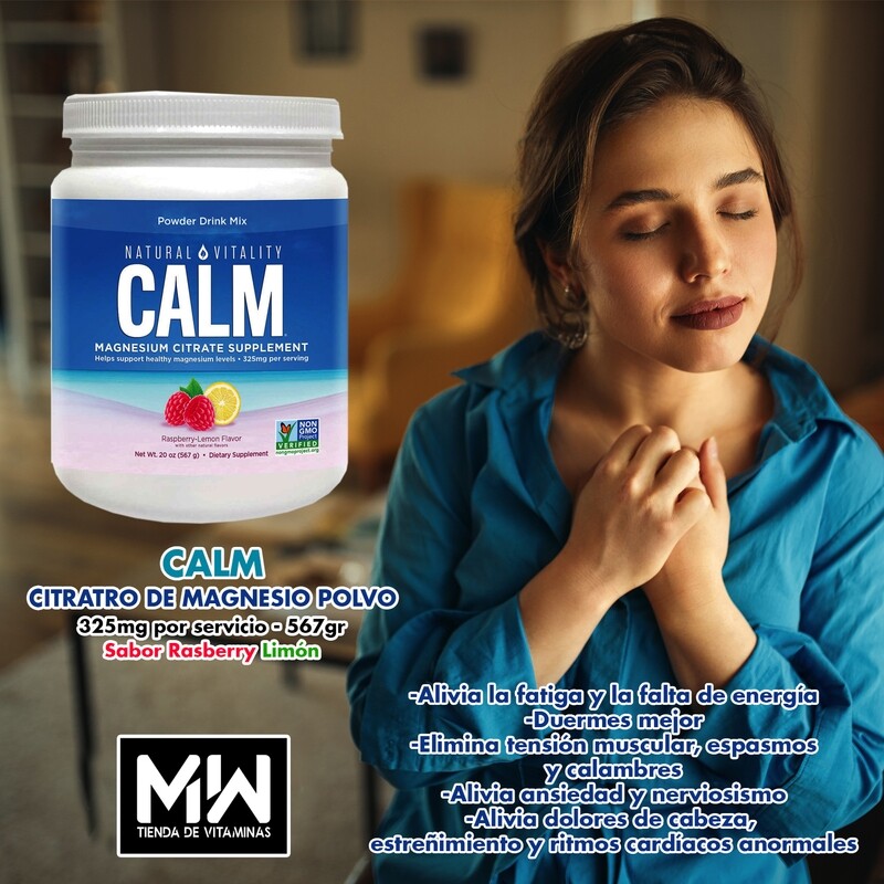 Calm - Carbonato De Magnesio / Calm - Magnesium carbonate 325mg. 567gr raspberry lemon