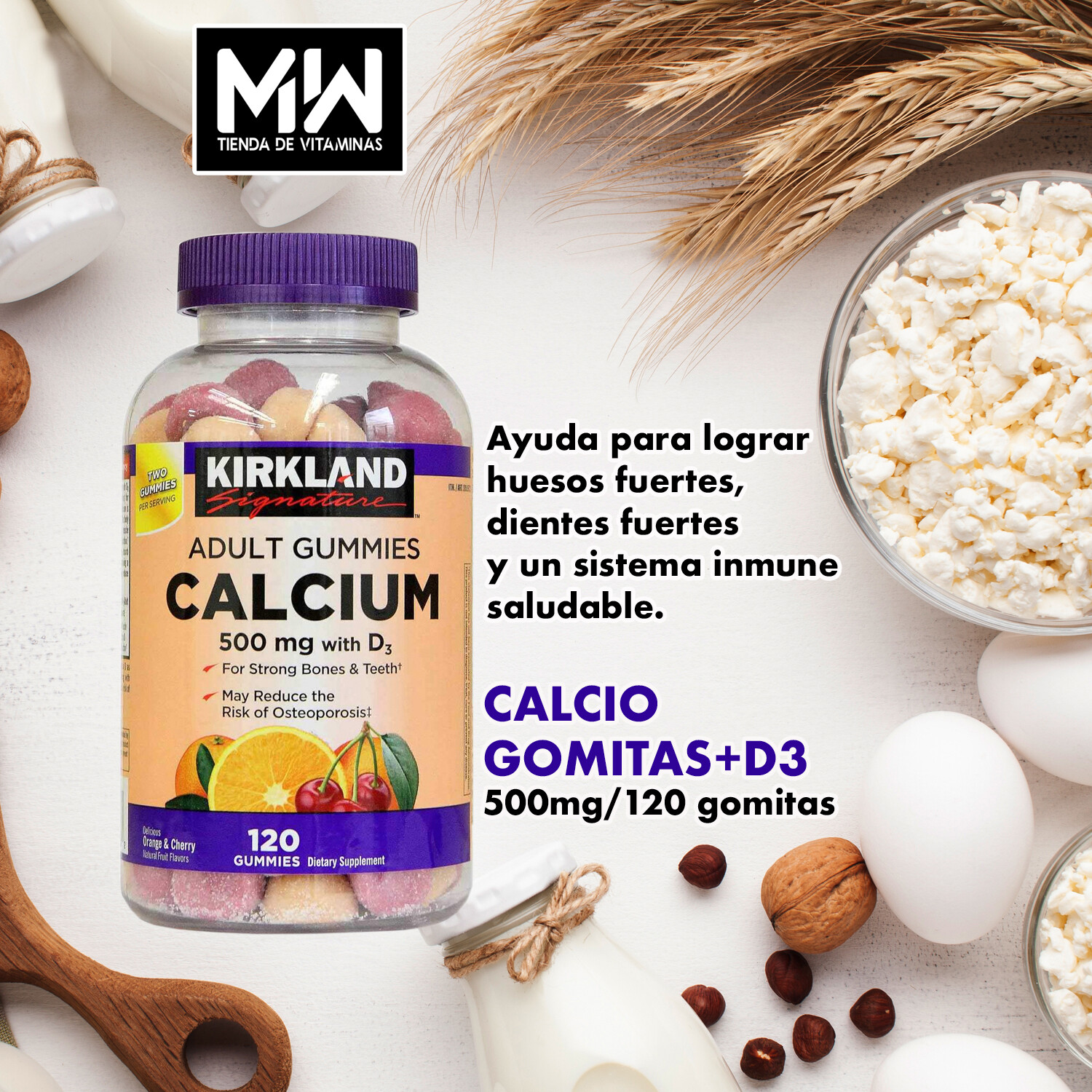 Gomitas De Calcio Para Adultos / Adult Gummies Calcium + D3 500 mg. 120 Pzas.