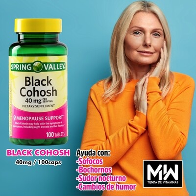 Black Cohosh, 40mg, 100tabs. (Ayuda para menopausia)