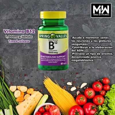 Vitamina B12 / Vitamin B12 timed-release 1,000 mcg. 60 Tabs.