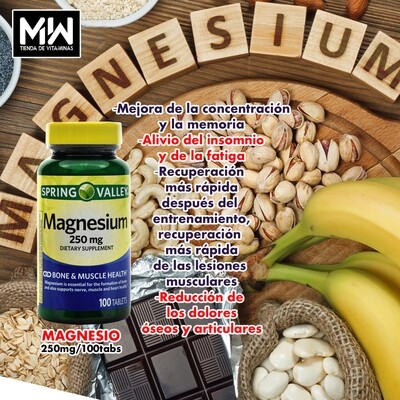 Magnesio / Magnesium 250 mg. 100 Tabs.