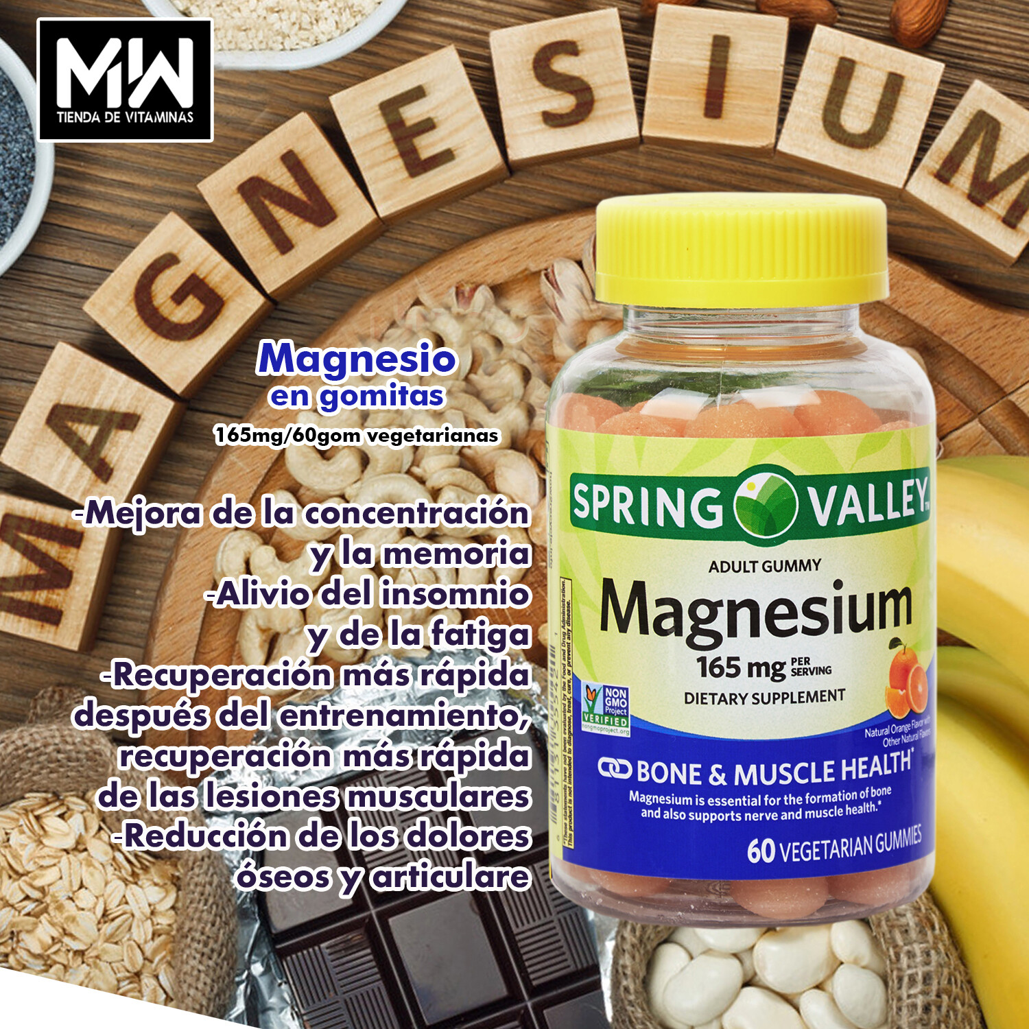 Citrato de Magnesio Gomitas para Adulto / Magnesium Citrate Adult Gummies 165 mg. 60 goms veg