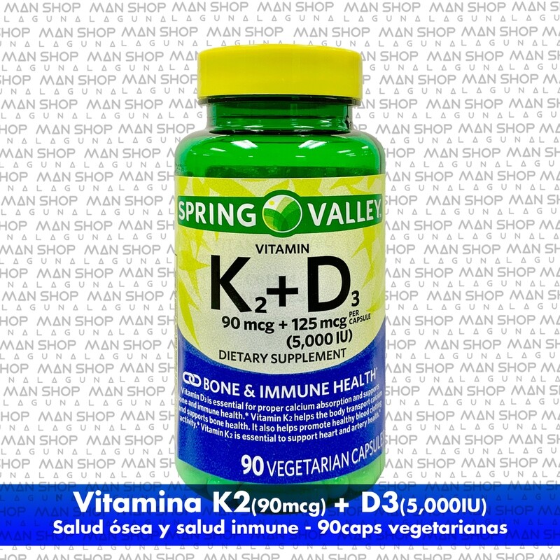 Vitamina K2+D3 / Vitamin K2 (90mcg) + D3 (5,000 IU) 90 Capsulas vegetarianas