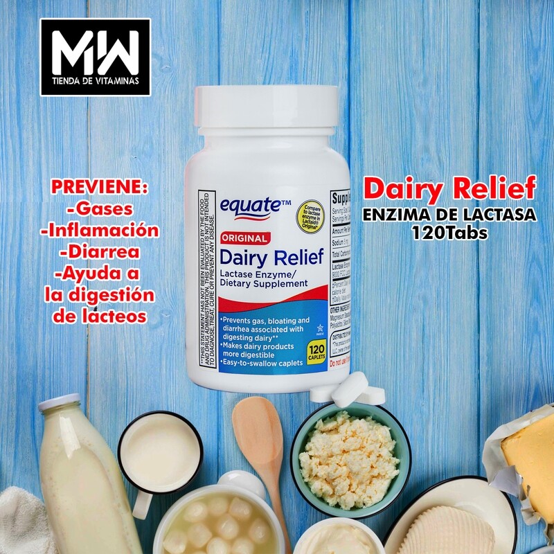Alivio de lacteos, enzima lactasa / Dairy Relief, lactase enzyme, 120tabs