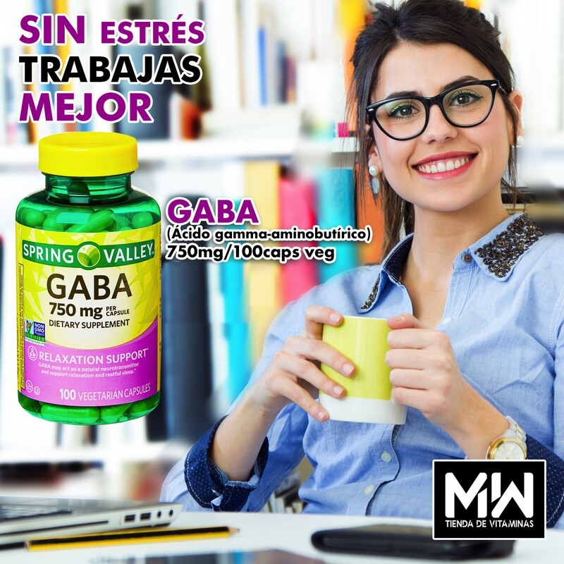 GABA (Ácido gamma-aminobutìrico) 750 mg. 100 Caps.