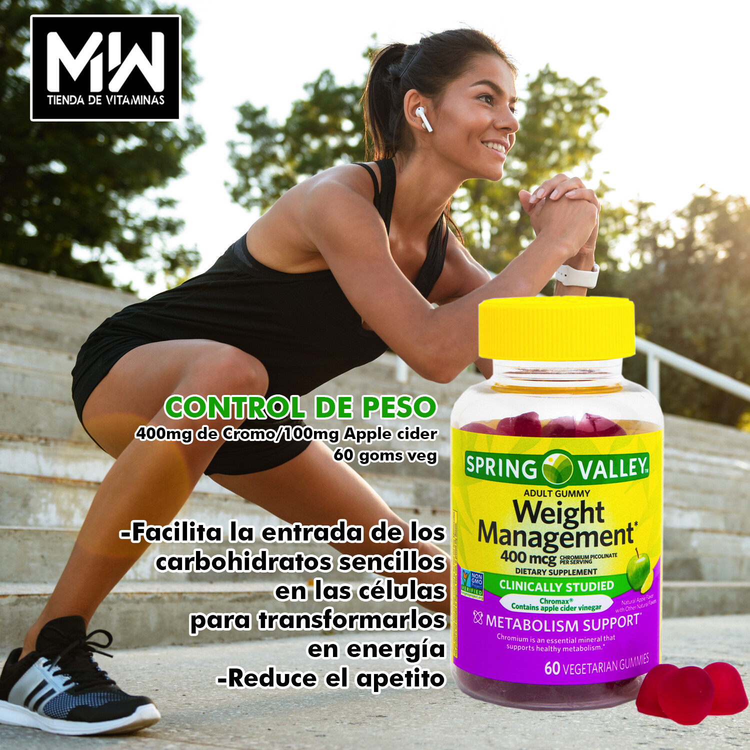 Control de Peso en gomitas vegatarianas / Weight Management 400mcg 60 vegetarian gummies