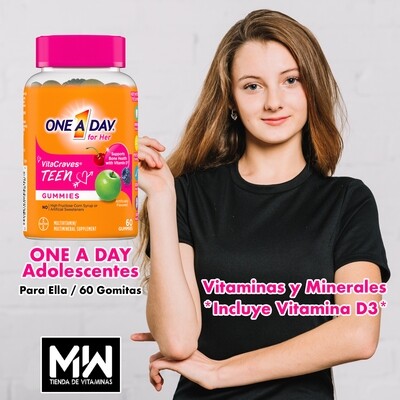 One A Day Multi vitaminas Teen para Ella, 60 gomitas / One a Day Multi votamin Teen for her gummies