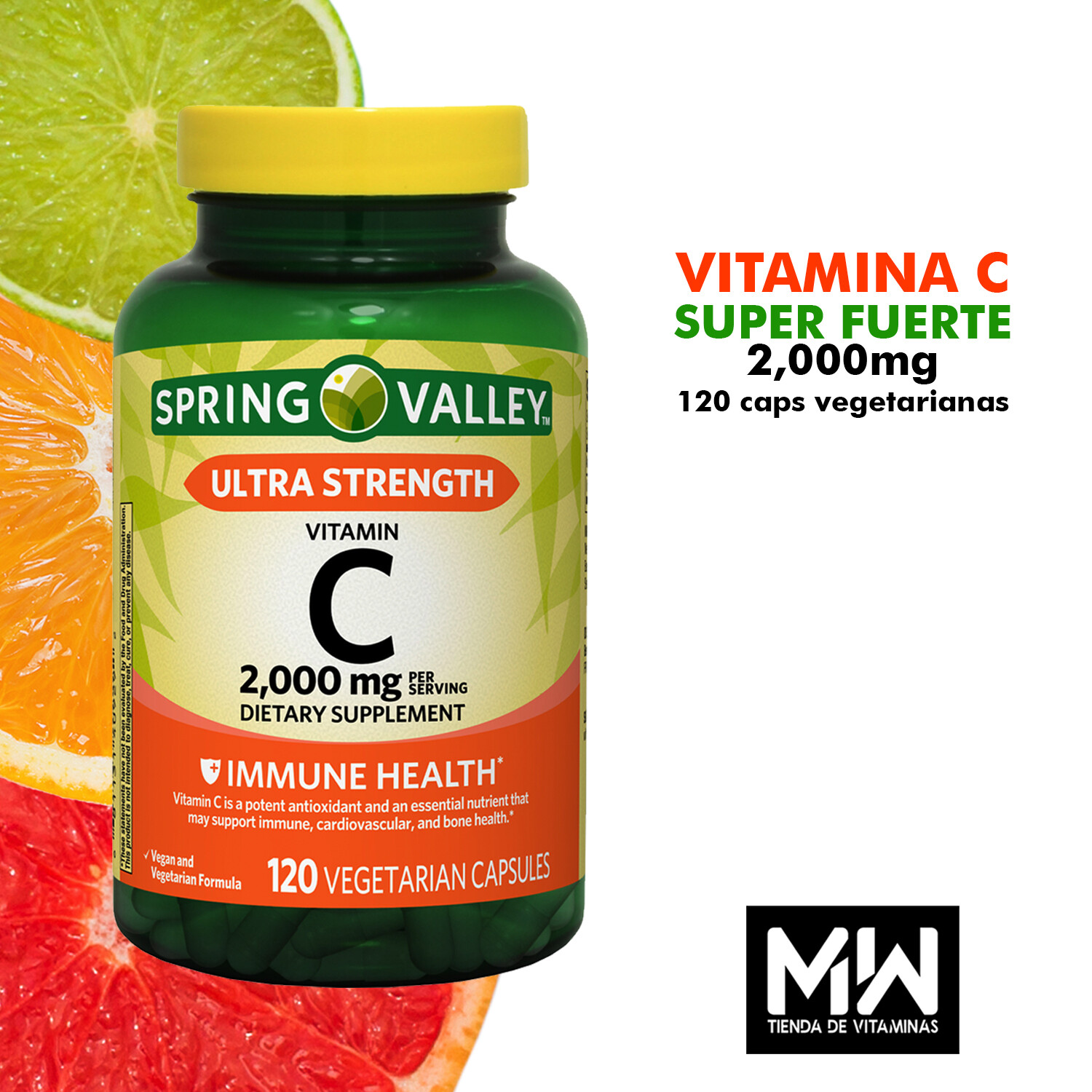 Vitamina C Super Fuerte / Vitamin C 2,000 mg. 120 cápsulas vegetarianas