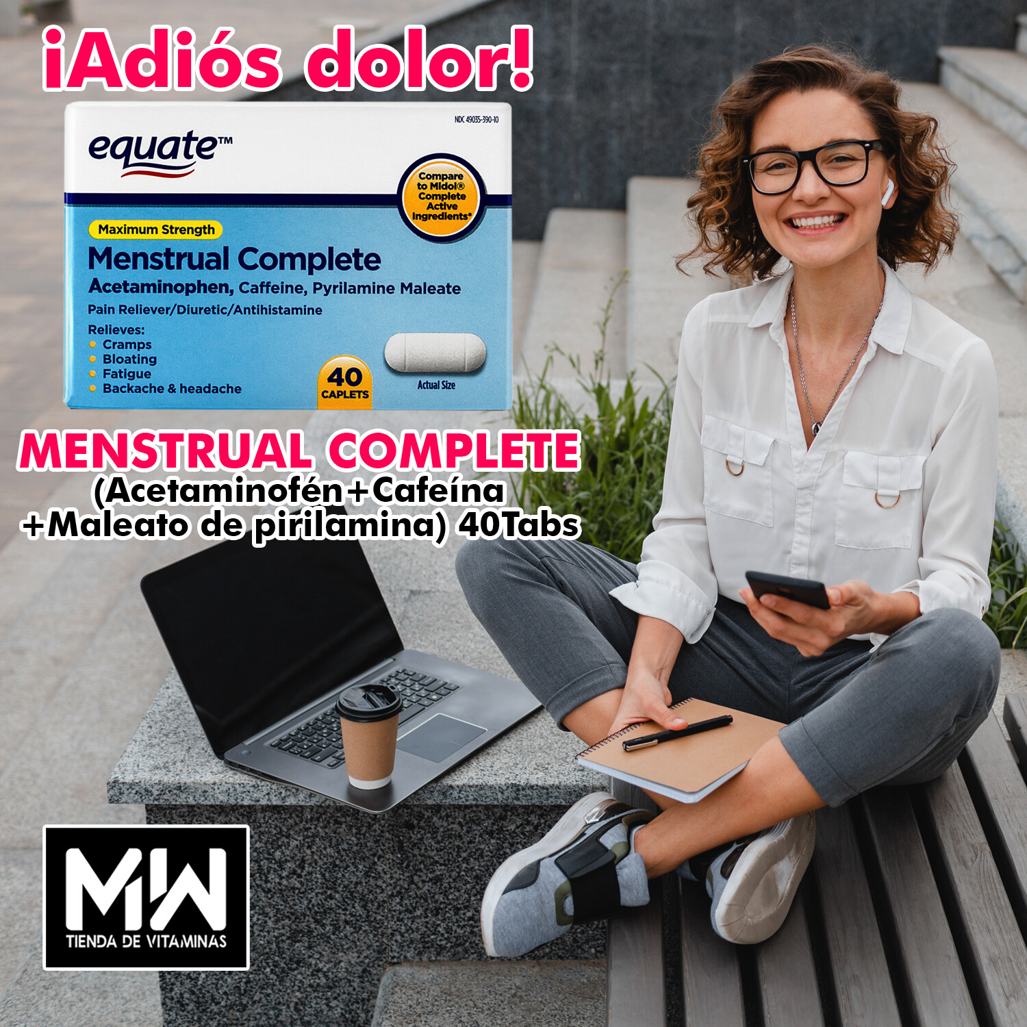 Menstrual Complete, 40 Tabs (Acetaminofén+Cafeína+Maleato de pirilamina)