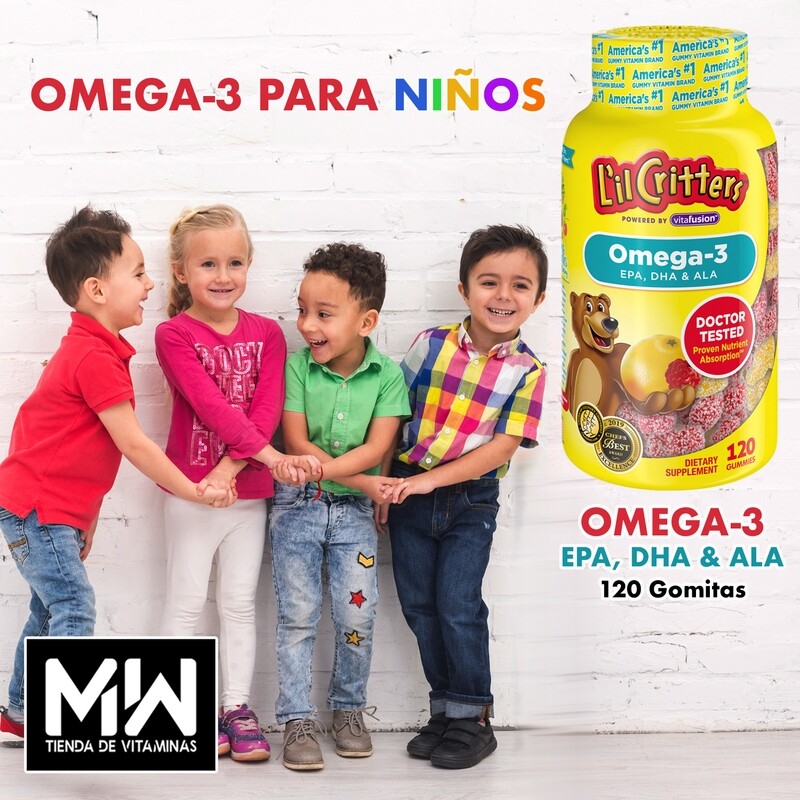 Omega-3 Kids L&#39;il Critters, 120 gummies / Omega-3 Niños gomitas