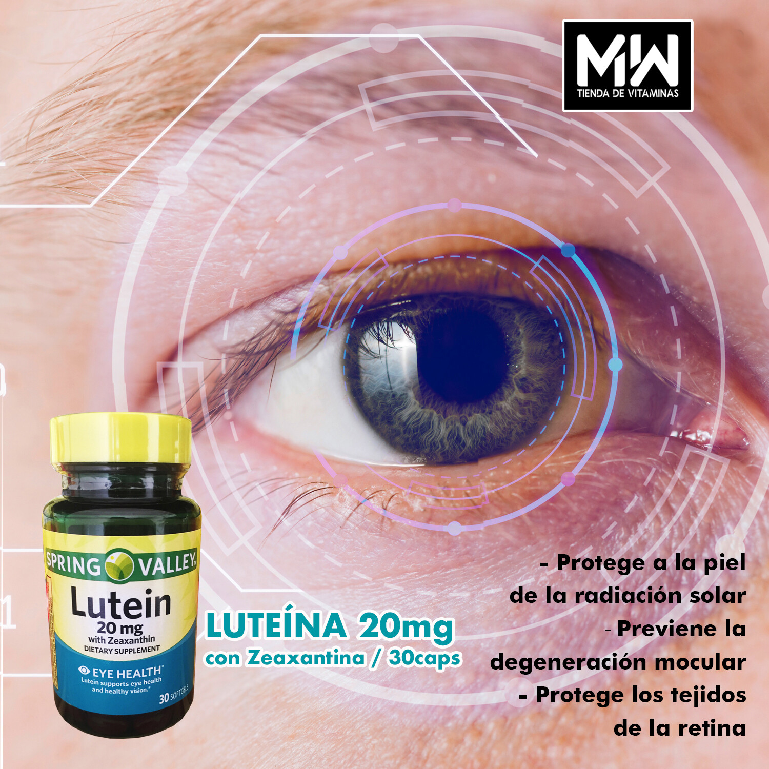Luteína / Lutein 20 mg. 30 Caps.