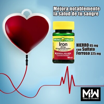 Hierro + Sulfato Ferroso / Iron 65 mg. 100 Tabs.