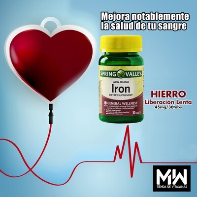 Hierro Lenta liberación / Iron Slow-Release 45 mg. 30 Tabs.