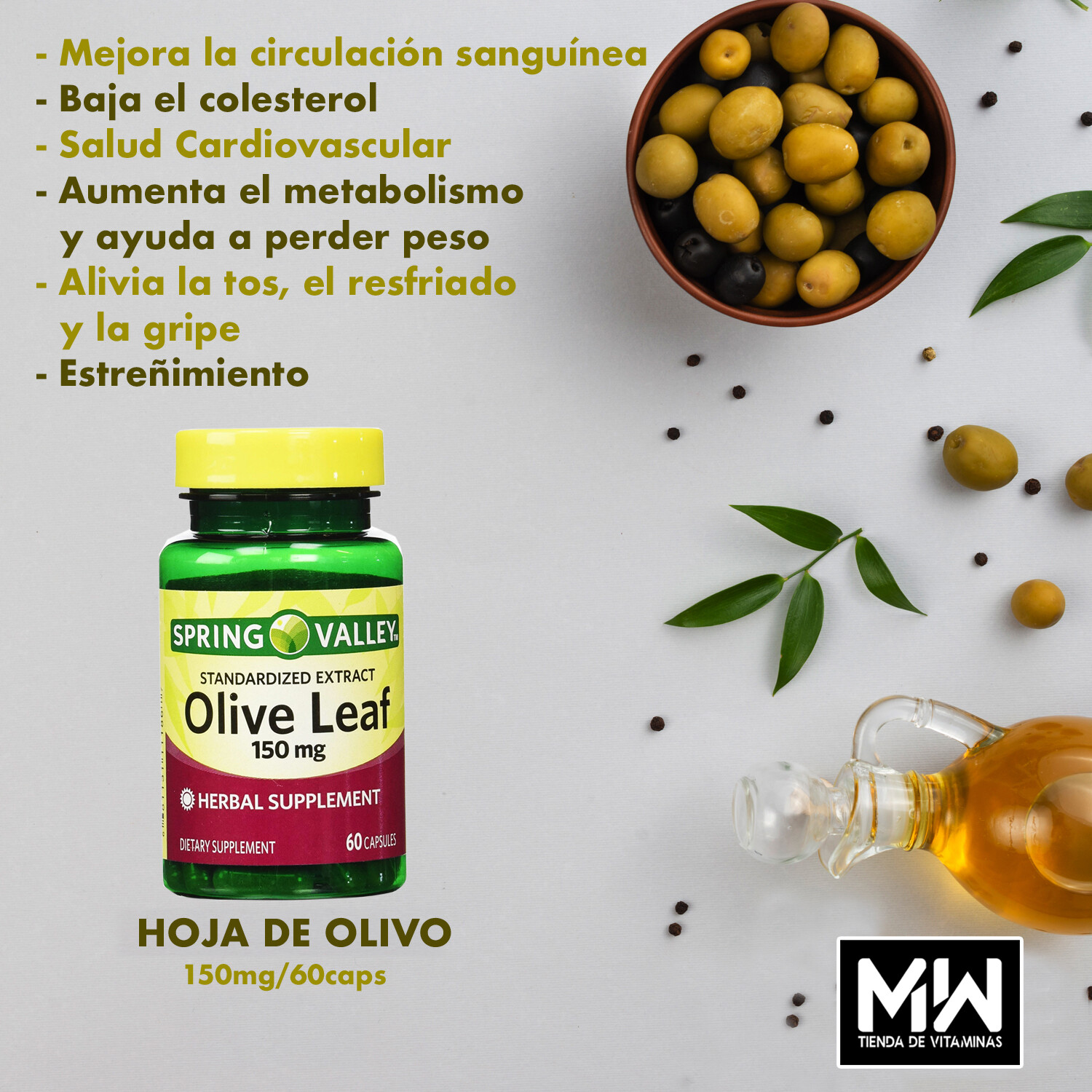 Hoja De Olivo / Olive leaf 150 mg. 60 Caps.