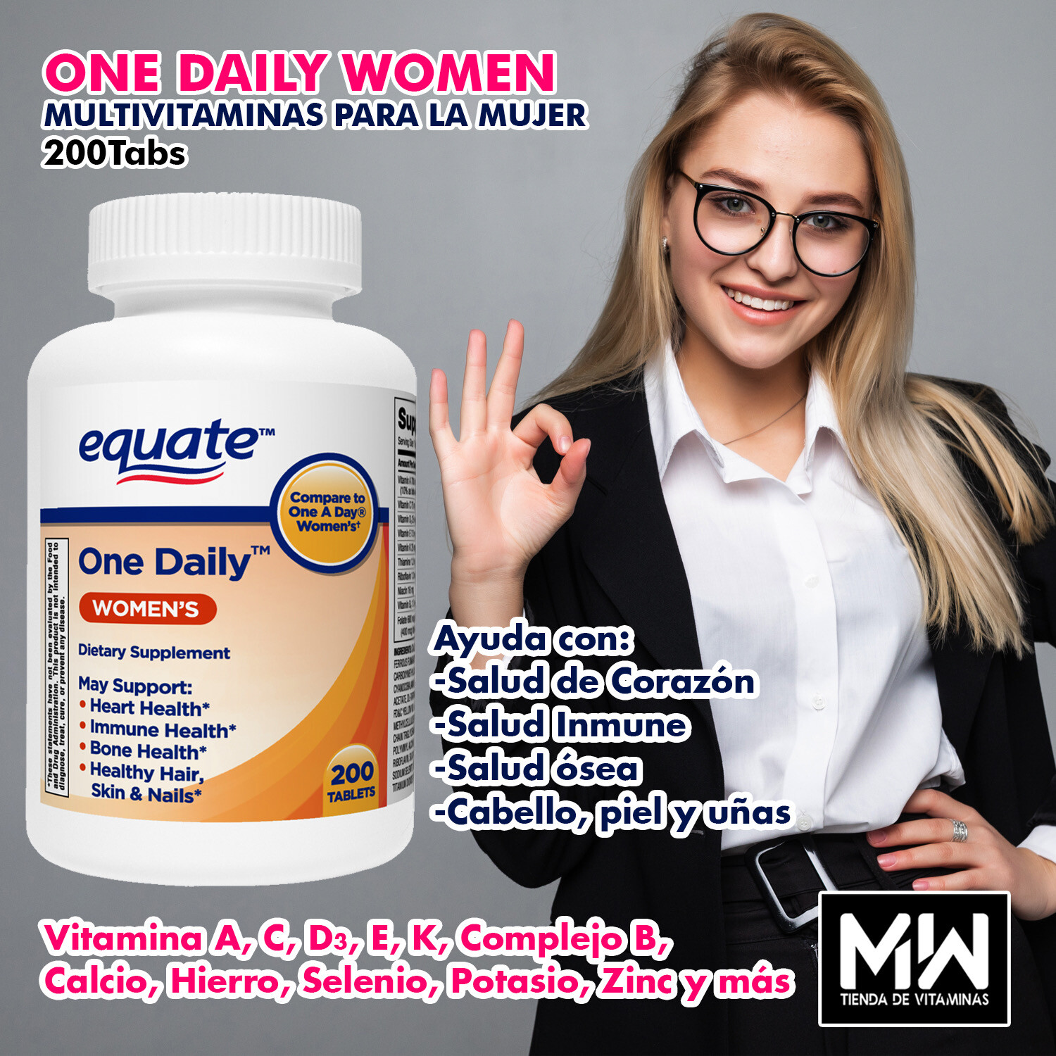 One Daily Women/Mujer Multivitaminas, 200tabs