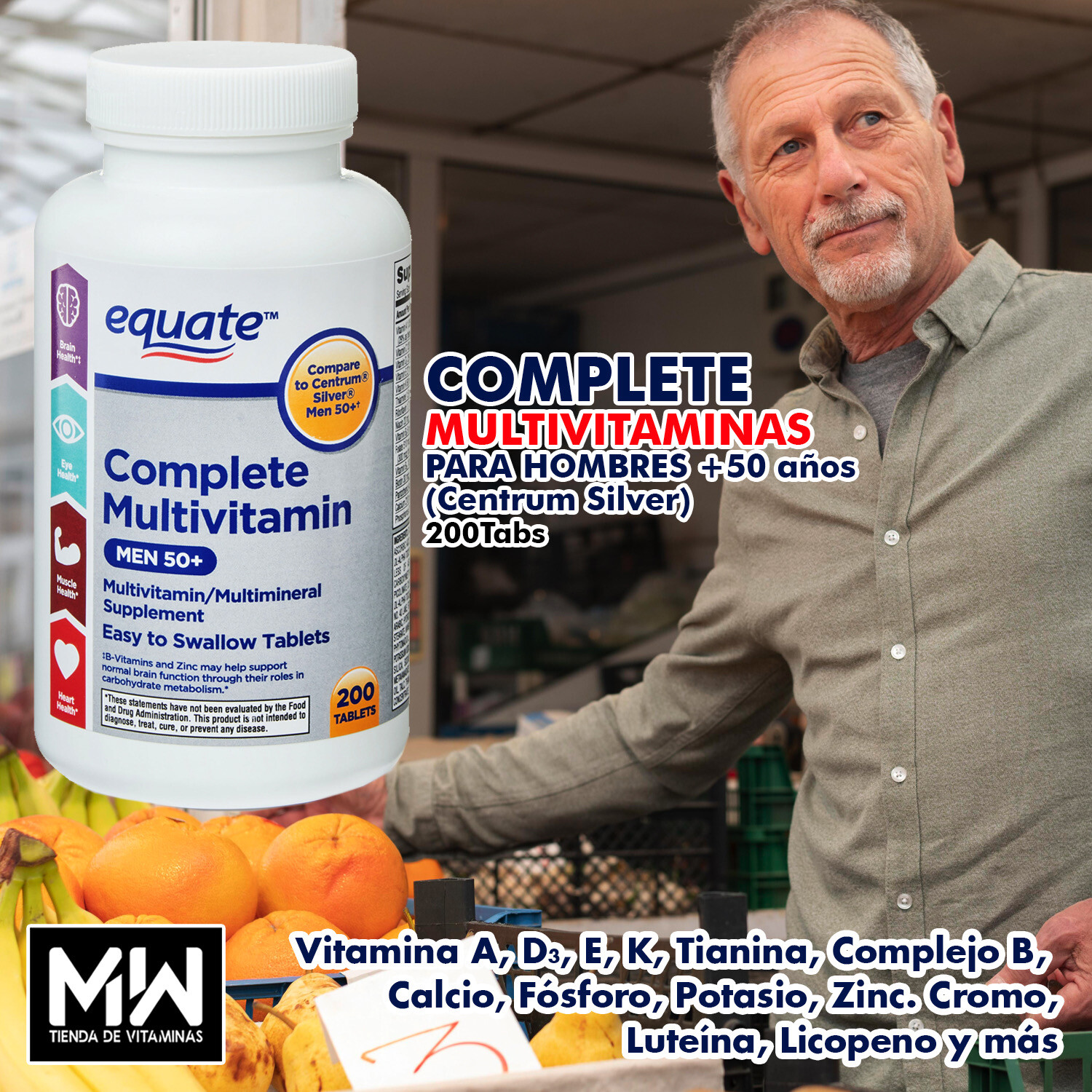 Complete Multi vitaminas 50+ para hombres / Complete Multi vitamin 50+ Men, 200tabs