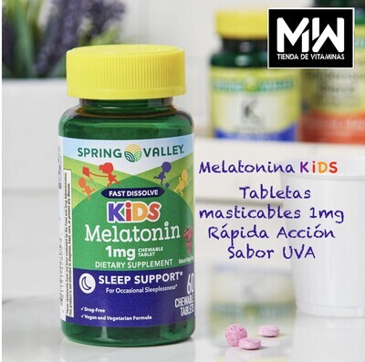 Melatonina 1mg Masticable Niños / Melatonin Kids 1mg 60 tabs.