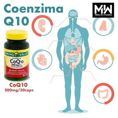 CoQ10 (Coenzima Q10) Rápida Liberación 200mg 30caps /  Rapid Release 200mg 30caps