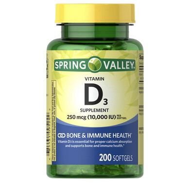 Vitamina D3 / Vitamin D3 250 mcg (10,000 IU) 200 cápsulas