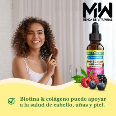 Biotina & Colágeno Liquído de Rápida Acción 15,000 mcg 59ml