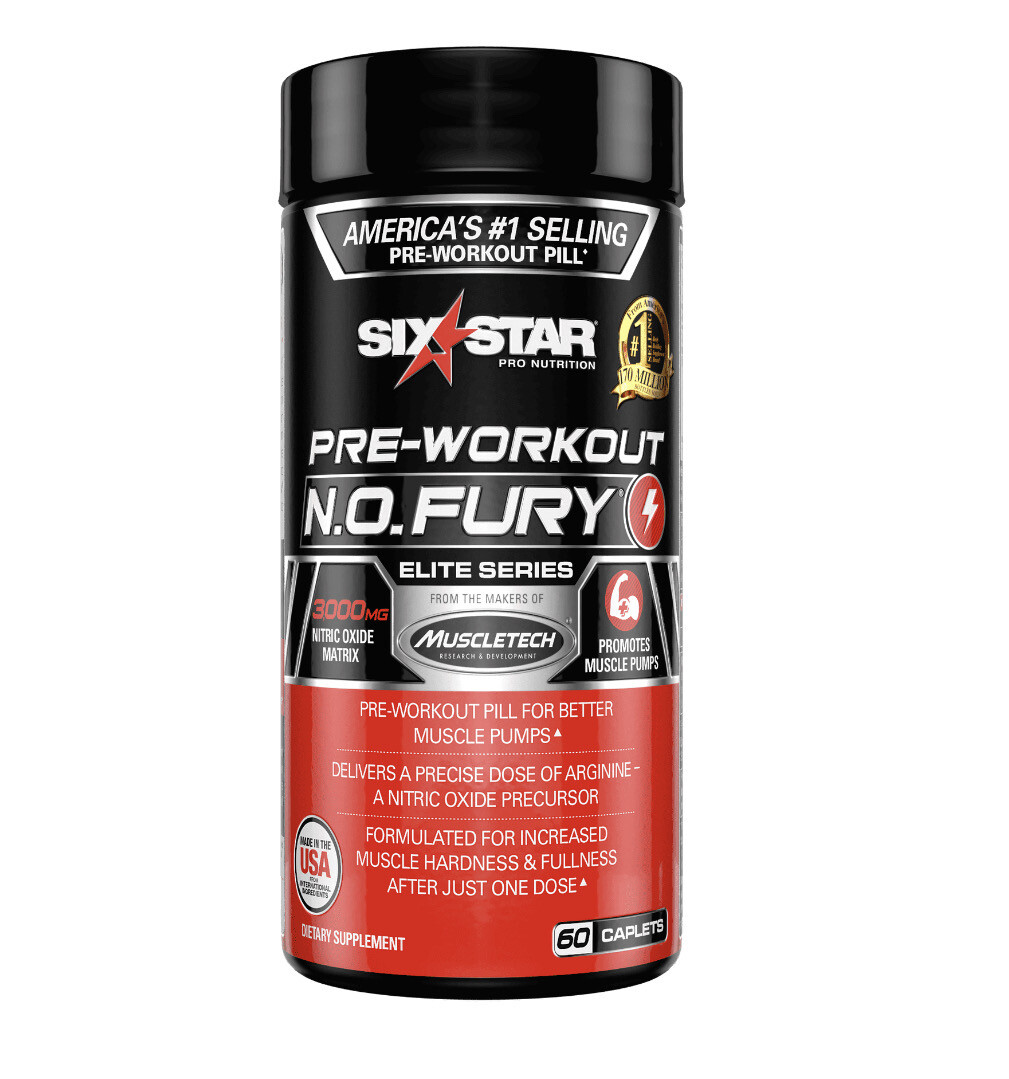 Pre-Workout N.O. Fury / Pre Entrenamiento Óxido Nítrico 3,000 mg 60 caps