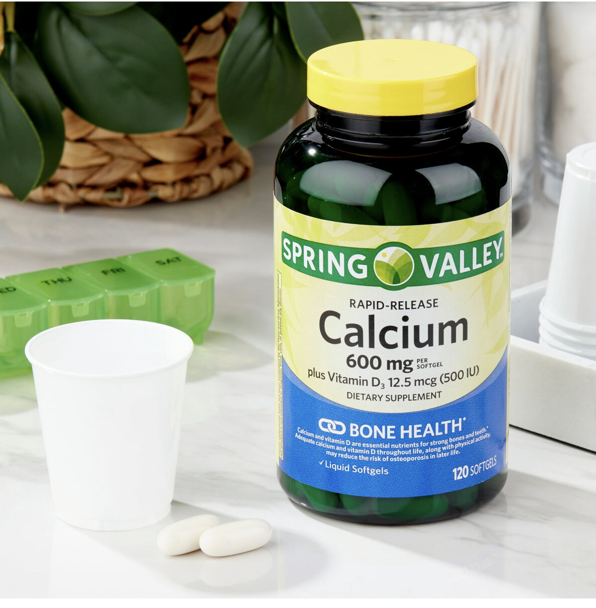 Calcio de rápida acción / Calcium Rapid Release 600 mg. + D3 500 IU 120 gel caps