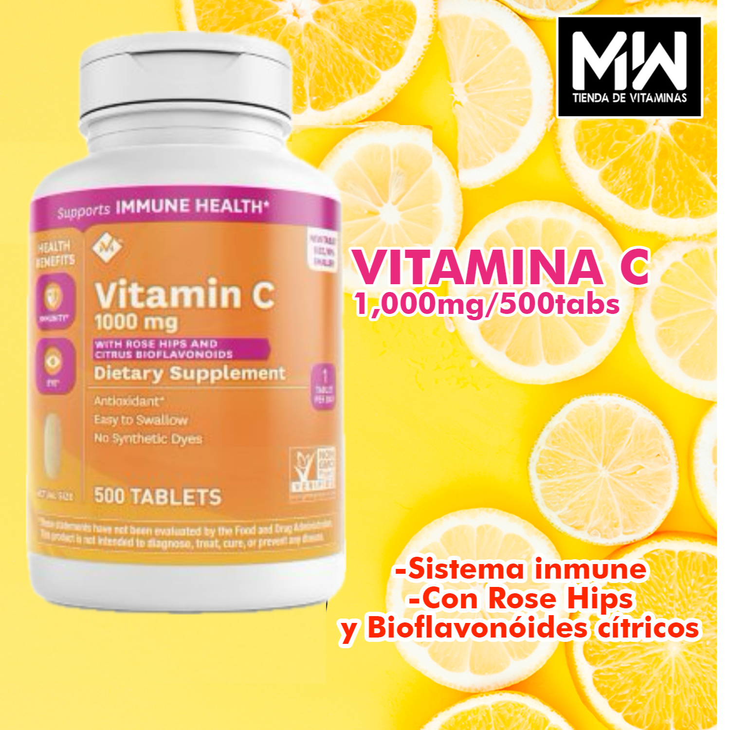 Vitamina C Bioflavonoides cítricos y Rose Hips / Vitamin C 1,000 mg. 500 Tabs