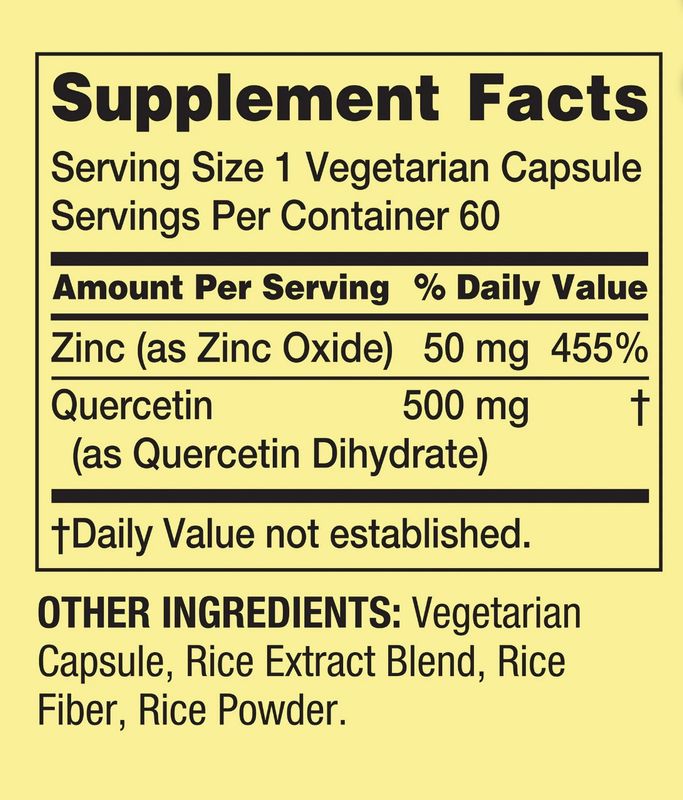 Quercetin con Zinc / Quercetin with Zinc 500mg 60caps