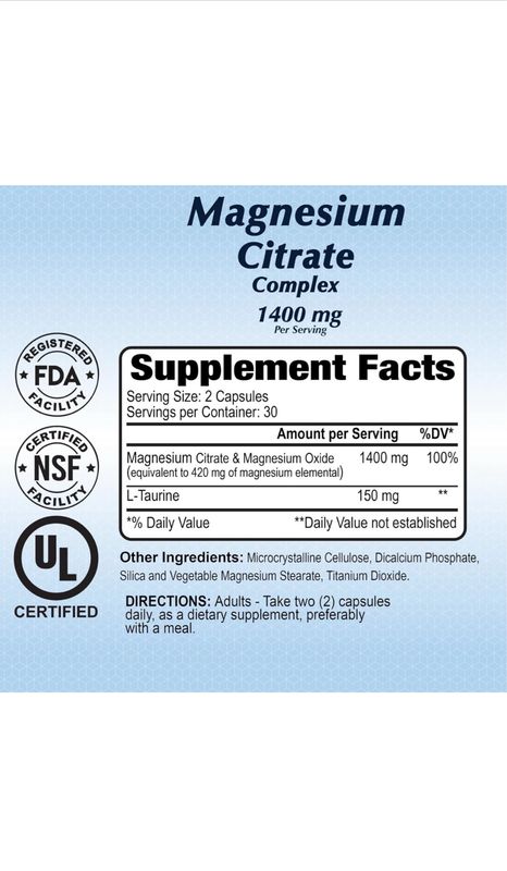 Citrato De Magnesio 1,400 mg 60 caps