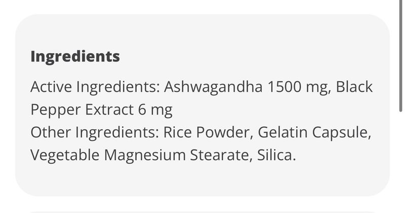 Ashwagandha 1,500 mg 90 caps.