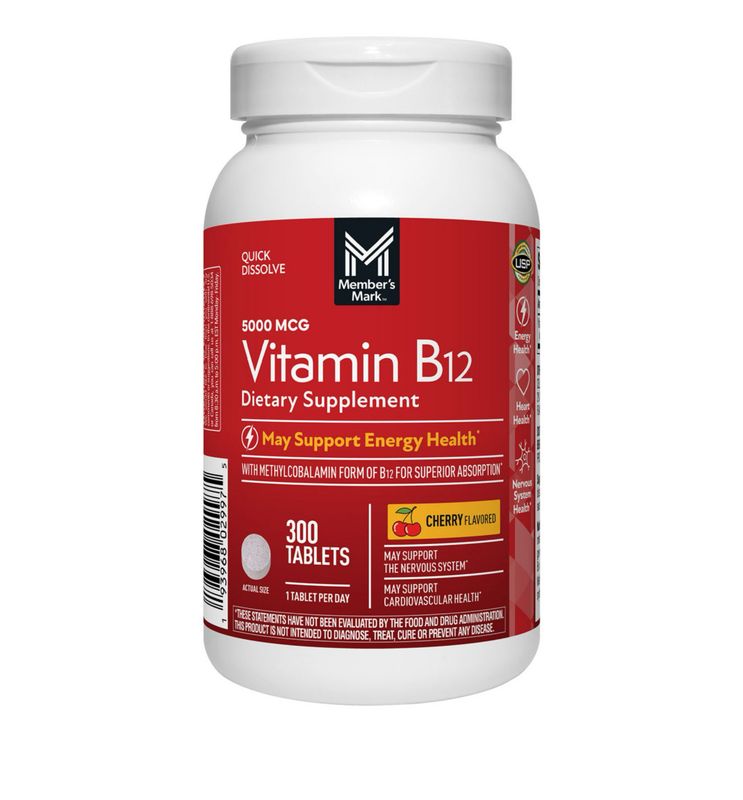 Vitamina B12 Rápida absorción / Vitamin B12 quick dissolve 5000 mcg. 300 Tabs.