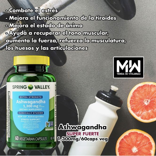 Raíz de Ashwagandha / Ashwagandha Root 1,300mg, 60 Caps. Veg.