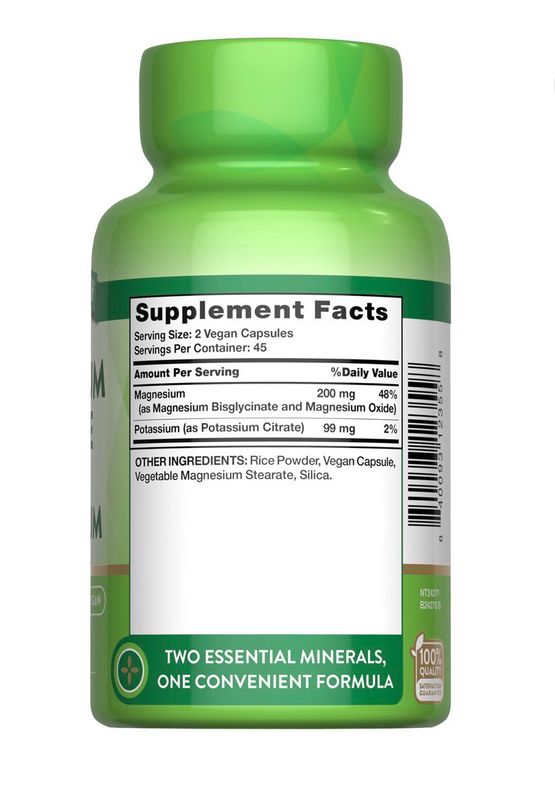 Citrato de Potasio + bisglicinato de Magnesio / Potassium Citrate plus Magnisum Glycinate 99 mg 90 caps