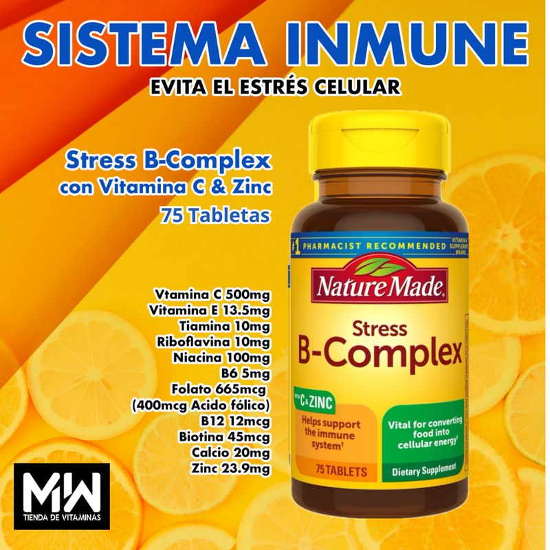 Stress B complex con C &amp; Zinc / Stress B complex + C &amp; Zinc 75 Tabs.