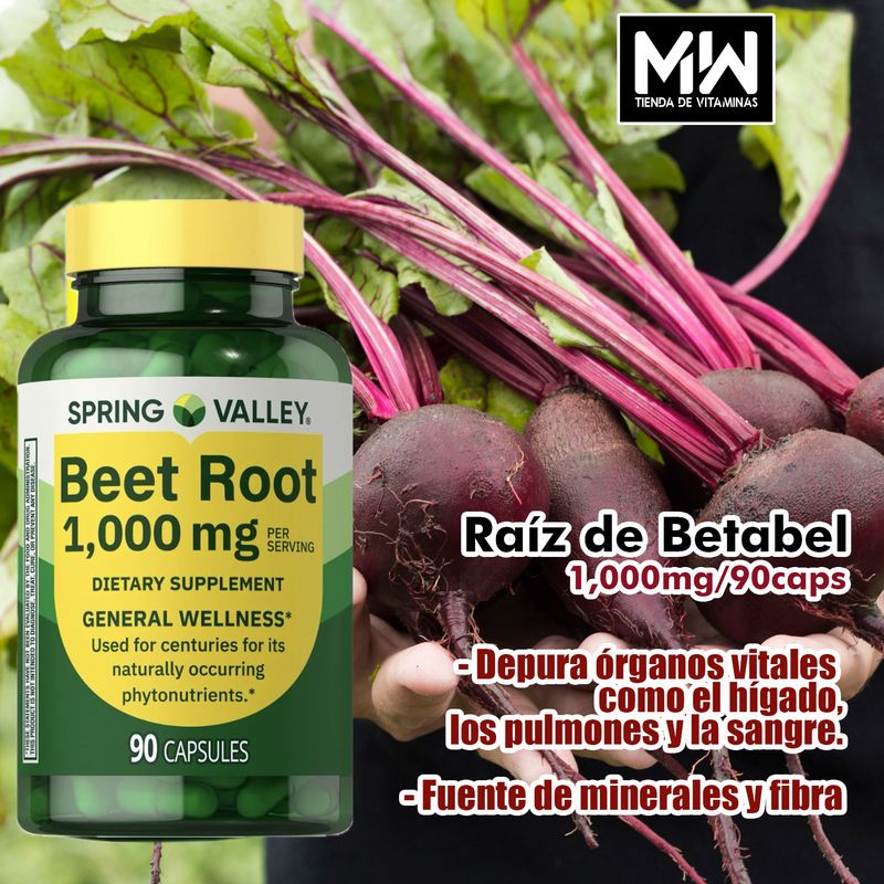 Raíz De Betabel / Beet Root 1,000 mg. 90 Caps.