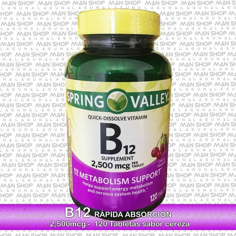 Vitamina B12 Disolución rápida / Vitamin B12 quick dissolve 2,500 mcg. 120 Tabs.