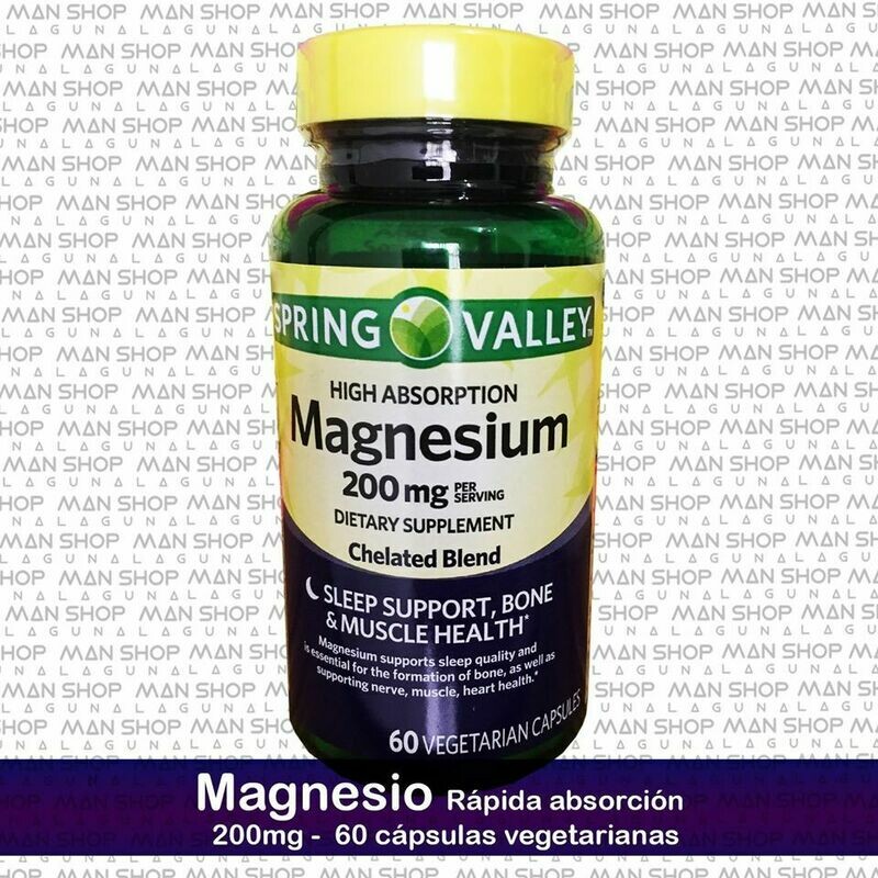 Glicinato De Magnesio Rápida absorción / Magnesium High Absorption 200 mg. 60 Caps. Veg.