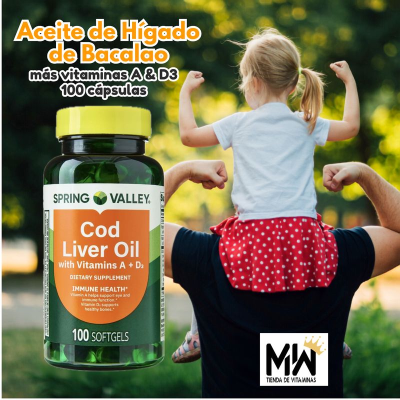 Aceite De Hígado De Bacalao / Cod liver oil 100 Caps.